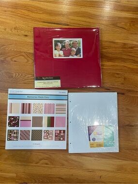 Recollections Red Scrapbook Album with Pink and Brown Accent Paper Pad